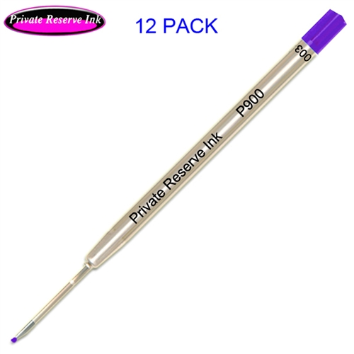 12 Pack - Private Reserve Ink Schmidt P900 Purple Medium Nib Parker Style Ballpoint Refill
