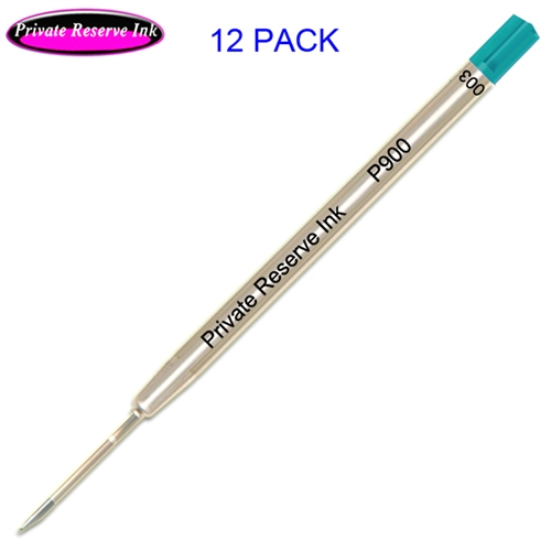 12 Pack - Private Reserve Ink Schmidt P900 Turquoise Medium Nib Parker Style Ballpoint Refill