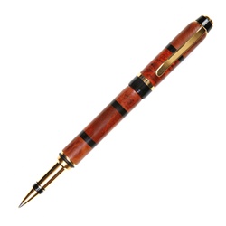 Cigar Rollerball Pen - Ambonya Burl, Red & Brown Malle Burl with Ebony Inlays