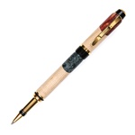 Cigar Rollerball Pen - Maple with Red & Blue Inlay