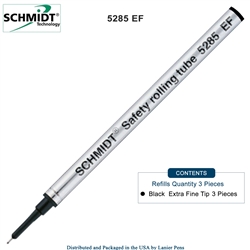 3 Pack Schmidt 5285 Extra Fine Rollerball Metal Refill - Black Ink