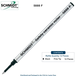 12 Pack - Schmidt 5888 Rollerball Metal Refill - Black Ink Fine