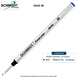 12 - Pack - Schmidt 6040 FineLiner Fiber Tip Metal Refill - Blue Ink