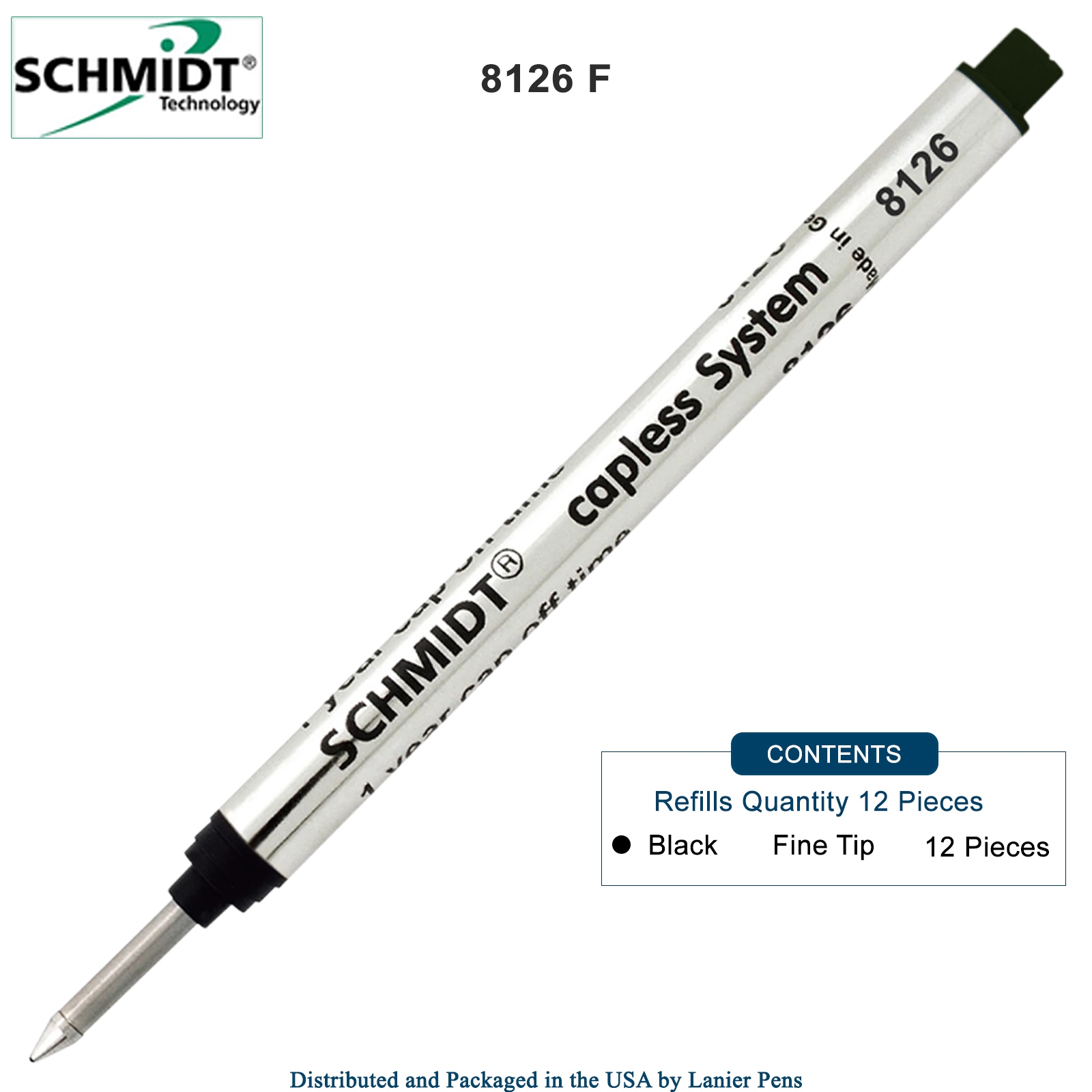 12 Pack - Schmidt 8126 Capless Rollerball - Black Ink