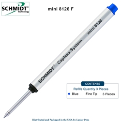 3 Pack - Schmidt 8126 Mini Capless Rollerball - Blue Ink