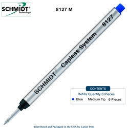 6 Pack - Schmidt 8127 Capless Rollerball - Blue Ink