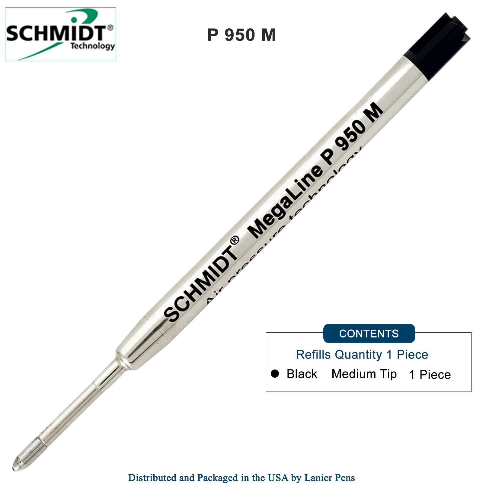 Schmidt P950 MegaLine Pressurized Ballpoint Refill - Black